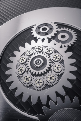硬核未来 C4D立体机械齿轮的金属美学